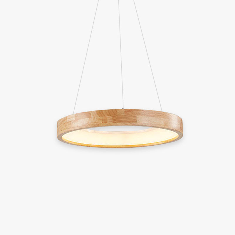 Ring Pendant Light Wood and Acrylic | Modern Minimalist Style | Uniform LED Illumination for Dining and Living Rooms