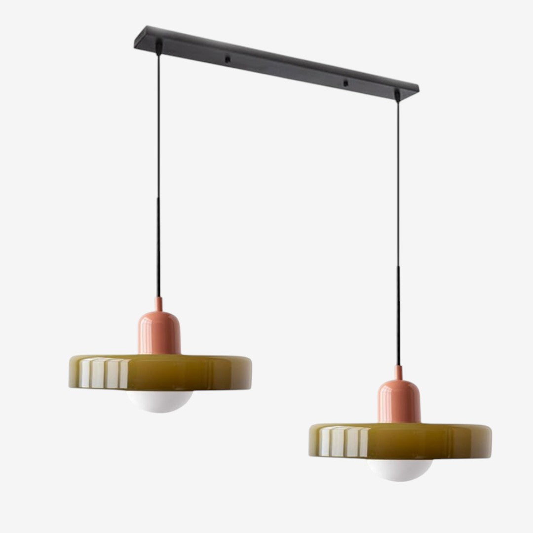 Double Glass Pendant Lamp – Retro Inspired Modern Dining Table Design