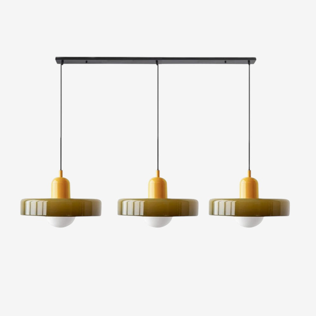 Triple Glass Pendant Lamp – Retro Inspired Colorful Dining Table Design