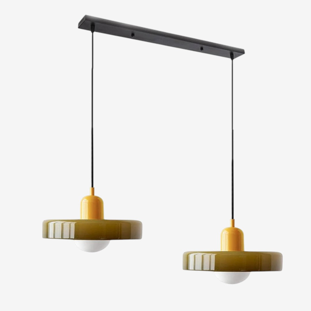 Double Glass Pendant Lamp – Retro Inspired Modern Dining Table Design