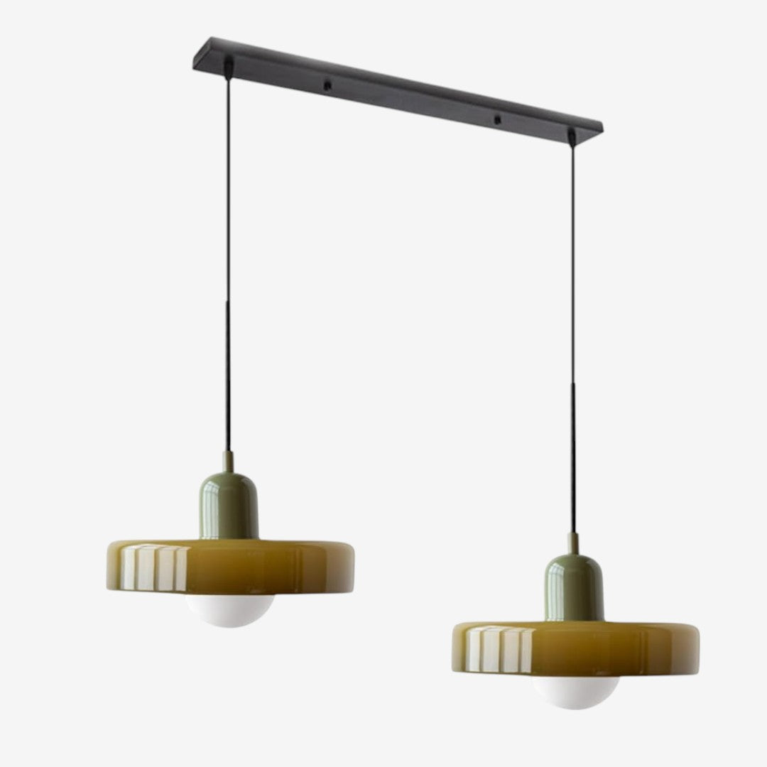 Double Glass Pendant Lamp – Retro Inspired Modern Dining Table Design