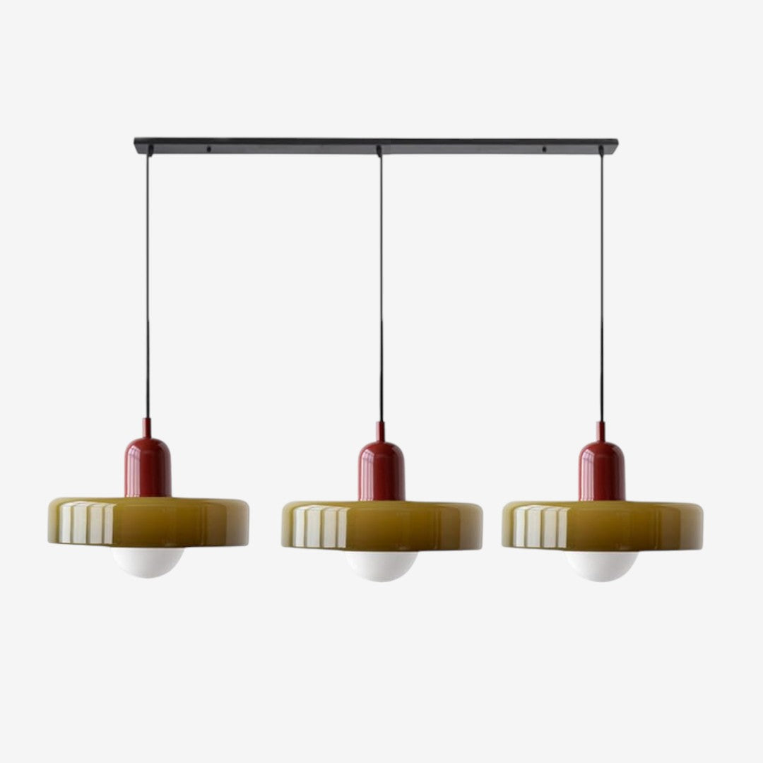 Triple Glass Pendant Lamp – Retro Inspired Colorful Dining Table Design