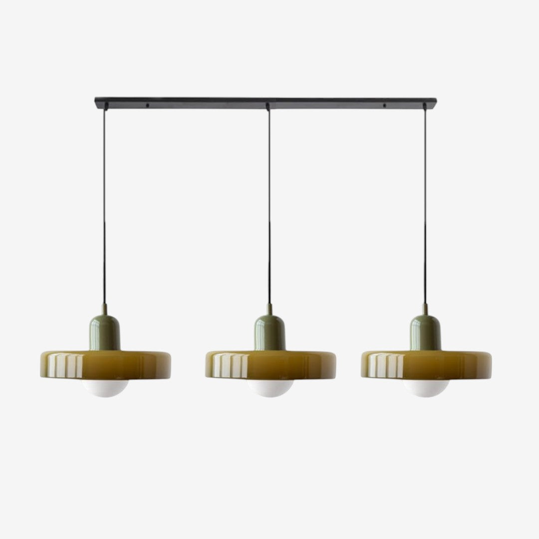 Triple Glass Pendant Lamp – Retro Inspired Colorful Dining Table Design