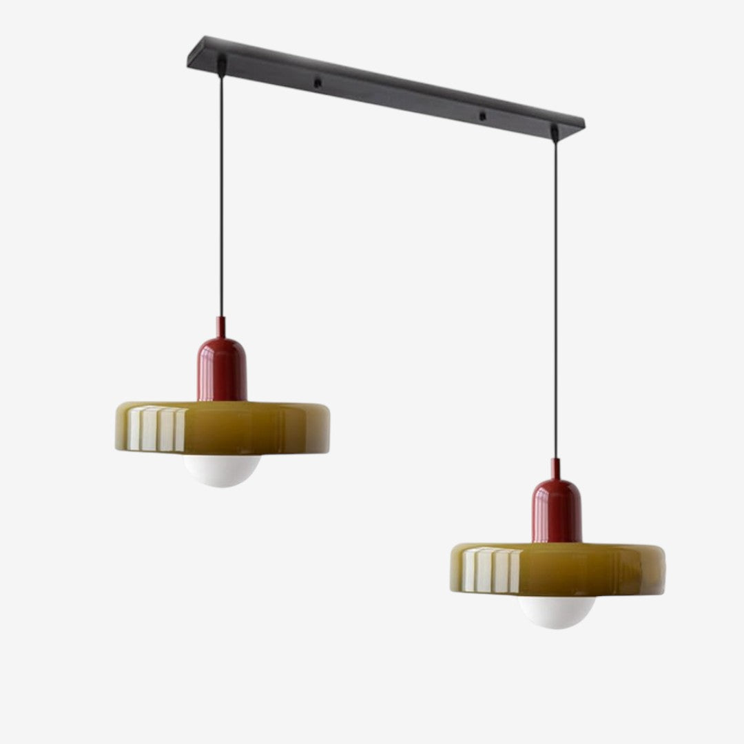 Double Glass Pendant Lamp – Retro Inspired Modern Dining Table Design