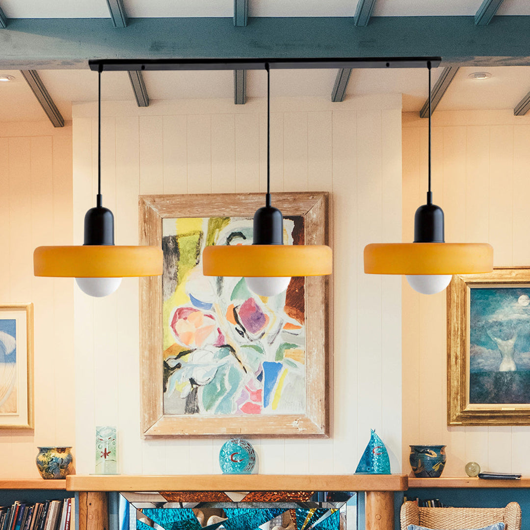 Triple Glass Pendant Lamp – Retro Inspired Colorful Dining Table Design