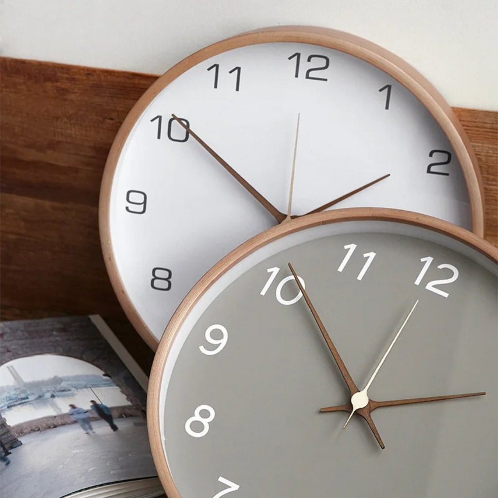 Modern Wooden Wall Clock Minimalist Silent Quartz Timepiece Contemporary Home Decor Clock