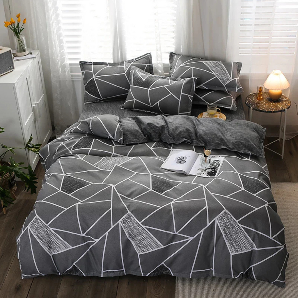 Botanical Print Duvet Cover Set Floral Pattern Bedding Collection Modern Bedroom Linen Set