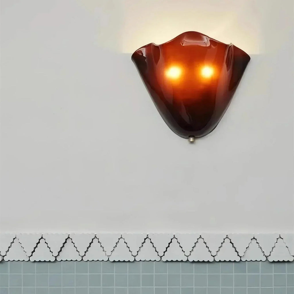 Wall Sconce Stained Glass Iron Shell Design | Retro Art Deco Style | Flicker-Free LED Warm Ambient Lighting for Bedrooms