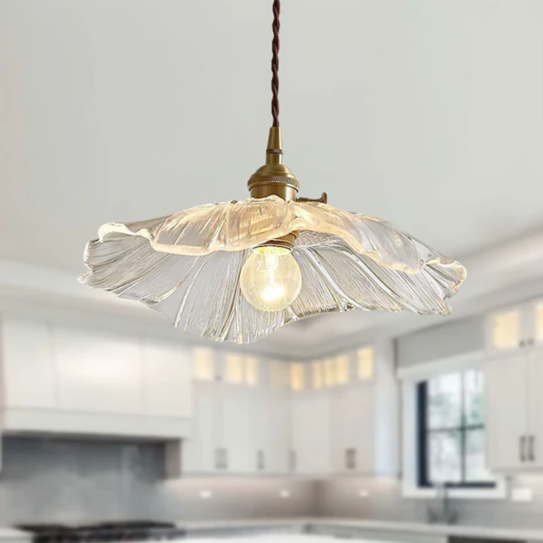 Retro Lotus Glass Pendant Lamp