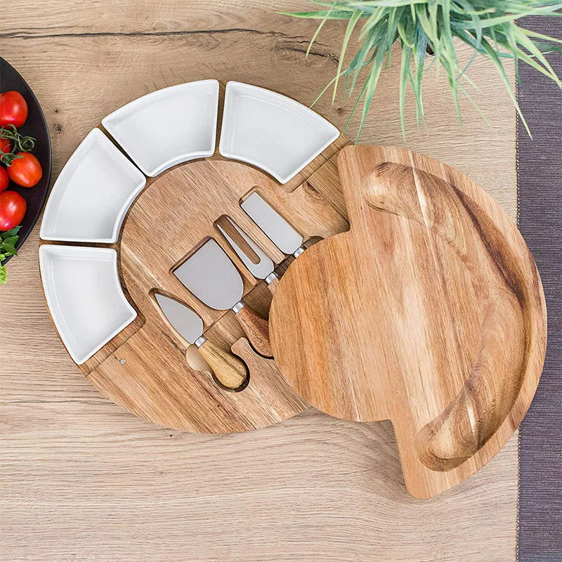 Acacia Cheese Board Set Ceramic Serving Tray Charcuterie Platter