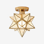 Star Shaped Ceiling Lamp – Geometric Sculptural Design With Gold Accents