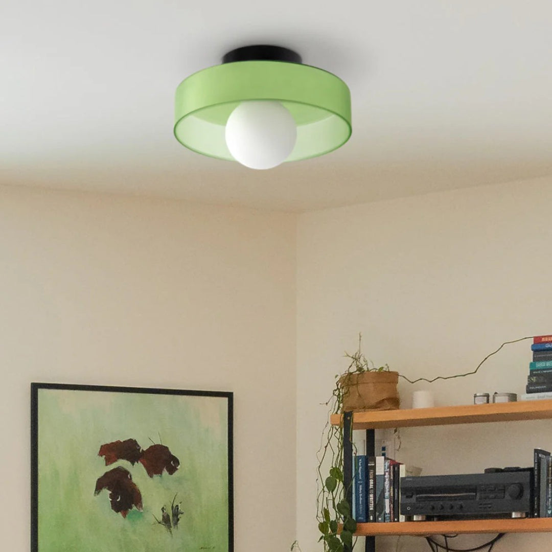 Round Metal Glass Light Fixture