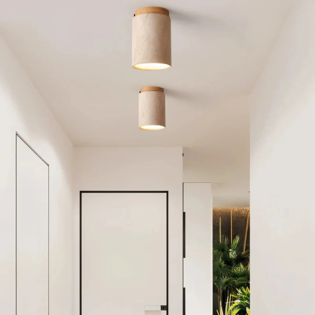 Travertine Wood Ceiling Light