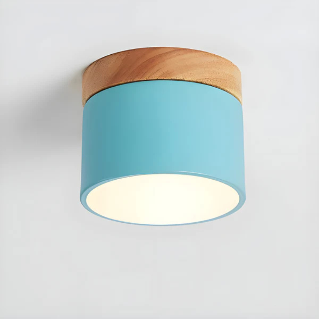 Nordic Wood Accent Ceiling Light Minimalist LED Flush Mount Lamp