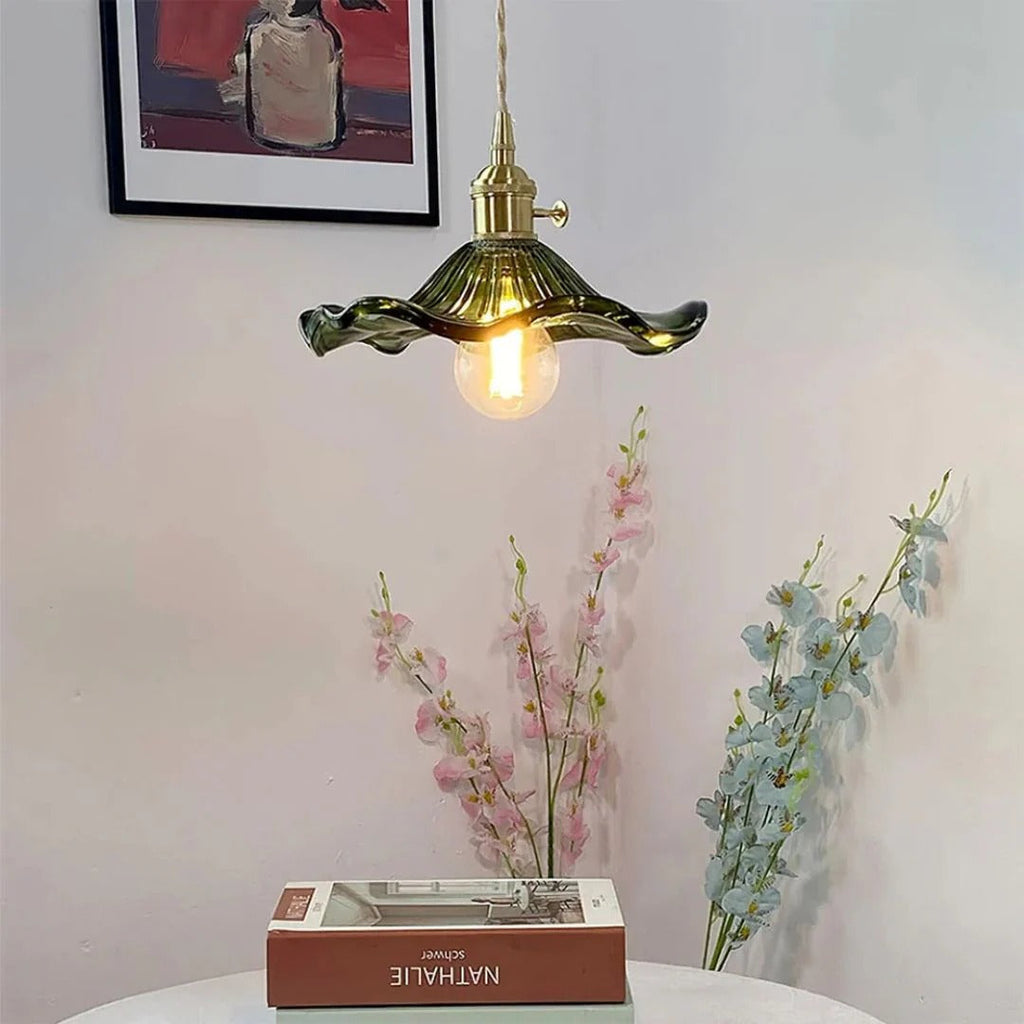 Vintage Floral Glass Pendant Light