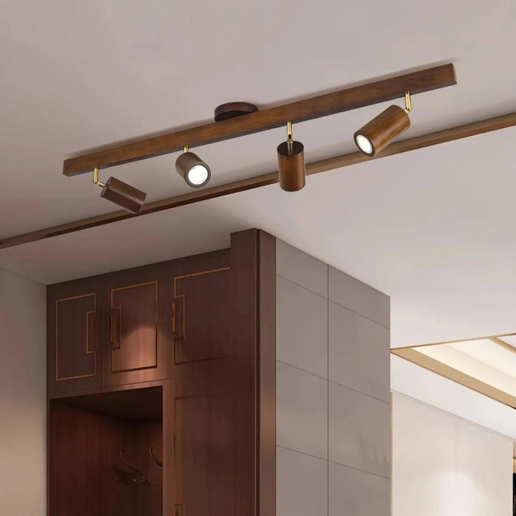 Wooden Adjustable Track Ceiling Light