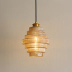 Art Deco Ribbed Glass Pendant Light