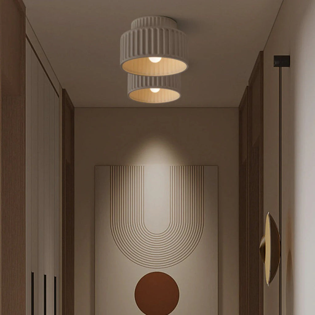 Minimalist Ribbed Ceramic Ceiling Light