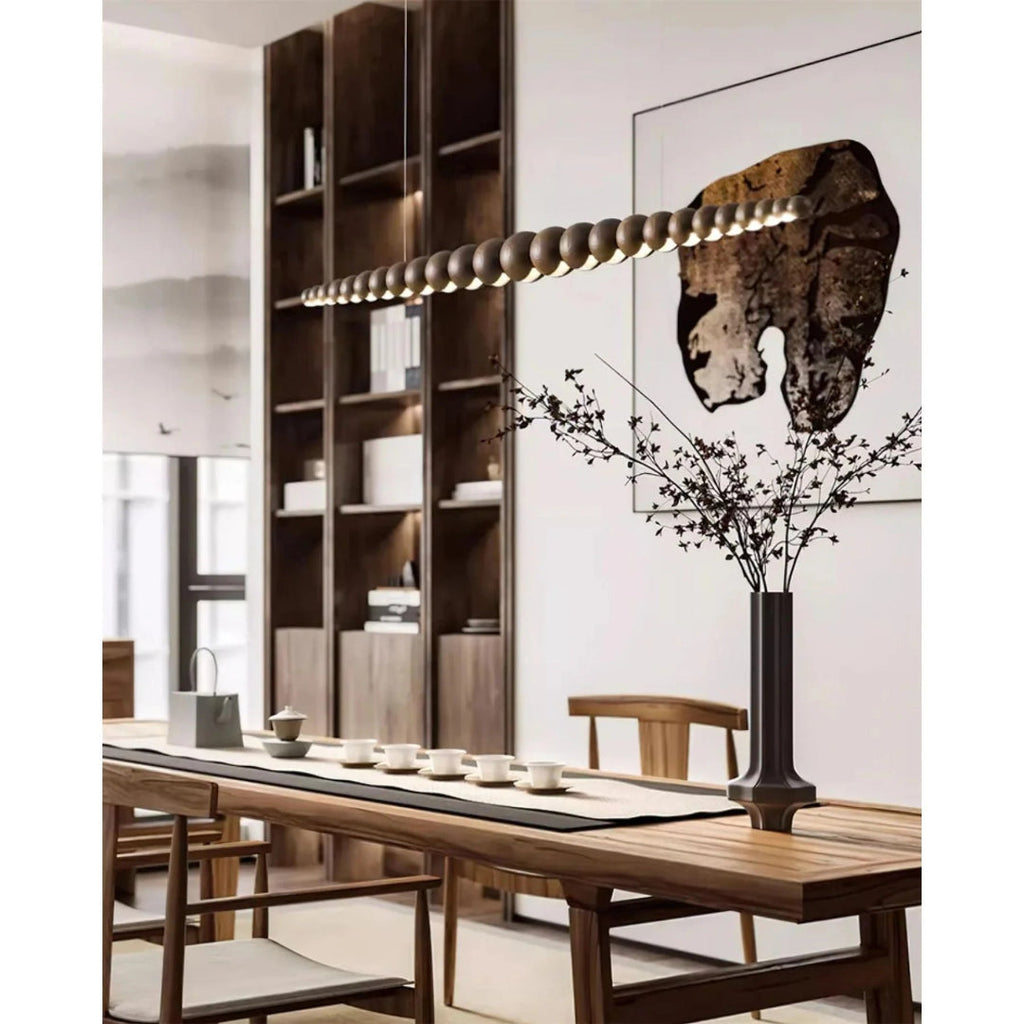 Minimalist Wooden Bead Pendant Light