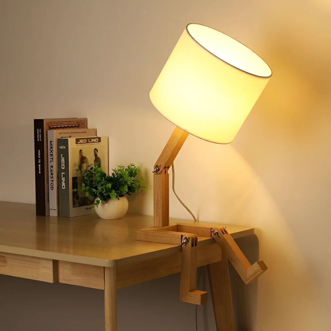 Adjustable Wooden Table Lamp Articulated Desk Light Modern Bedside Reading Lamp