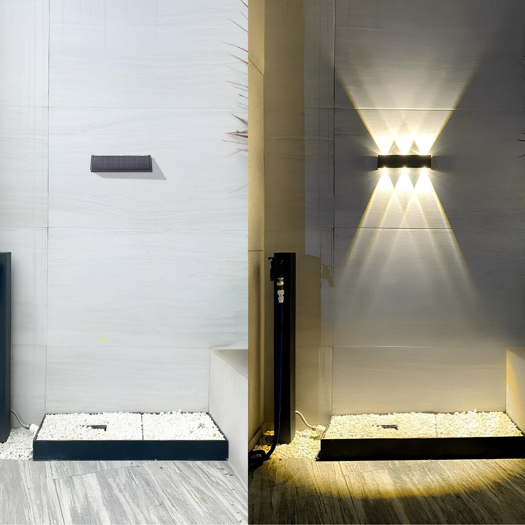 Solar LED Wall Light Aluminium | IP65 Waterproof | 10m Up and Down Lighting Distance for Garden and Outdoor Facades