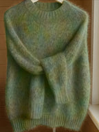 Women's Soft Mohair Blend Sweater – Relaxed Fit Crew Neck Knit Pullover