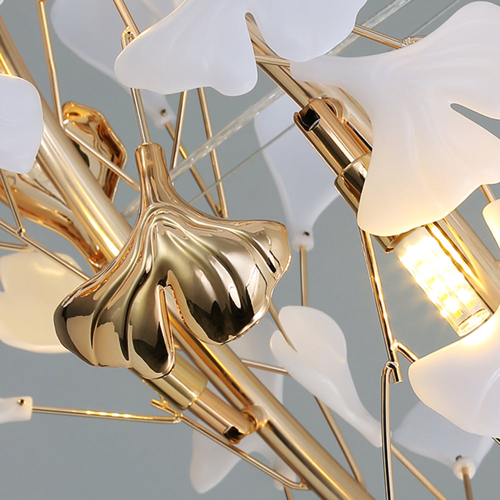 Jarn Suspension Feuille/Multi Moderne Métal/Céramique Doré/Blanc Salon - Neutralighting