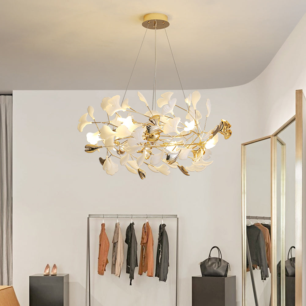 Jarn Suspension Feuille/Multi Moderne Métal/Céramique Doré/Blanc Salon - Neutralighting