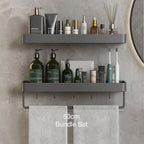 Bathroom Wall Shelf Water-Resistant Material | Modern Minimalist Style | Organizes Toiletries and Towels within Reach