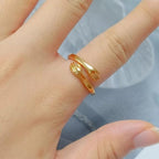 Hugging Hands Ring Adjustable Stainless Steel Band - Symbolic Love and Connection Jewelry Gift for Women and Men - Open Wrap Style