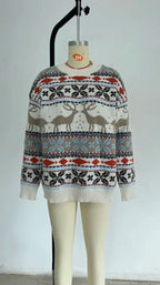 Women's Oversized Christmas Sweater – Y2K Nordic Geometric Pattern Chunky Knit Pullover