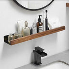 Bathroom Shelf Solid Wood with Drill-Free Adhesive Mounting | Water-Resistant Coating | Space-Saving Wall Storage Rack