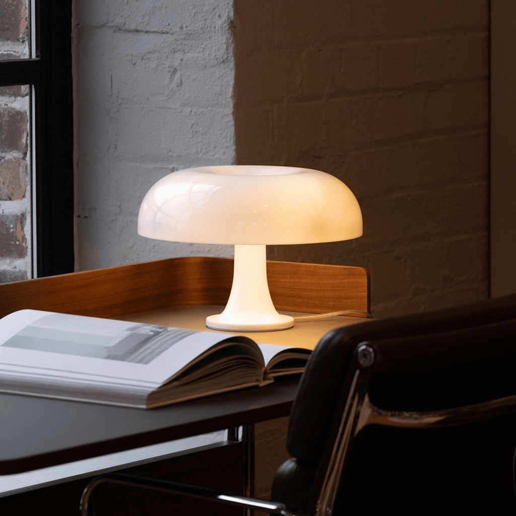 Table Lamp ABS and PS Construction | Retro Mushroom Dome Style | USB-C Powered LED with Three Adjustable Lighting Modes