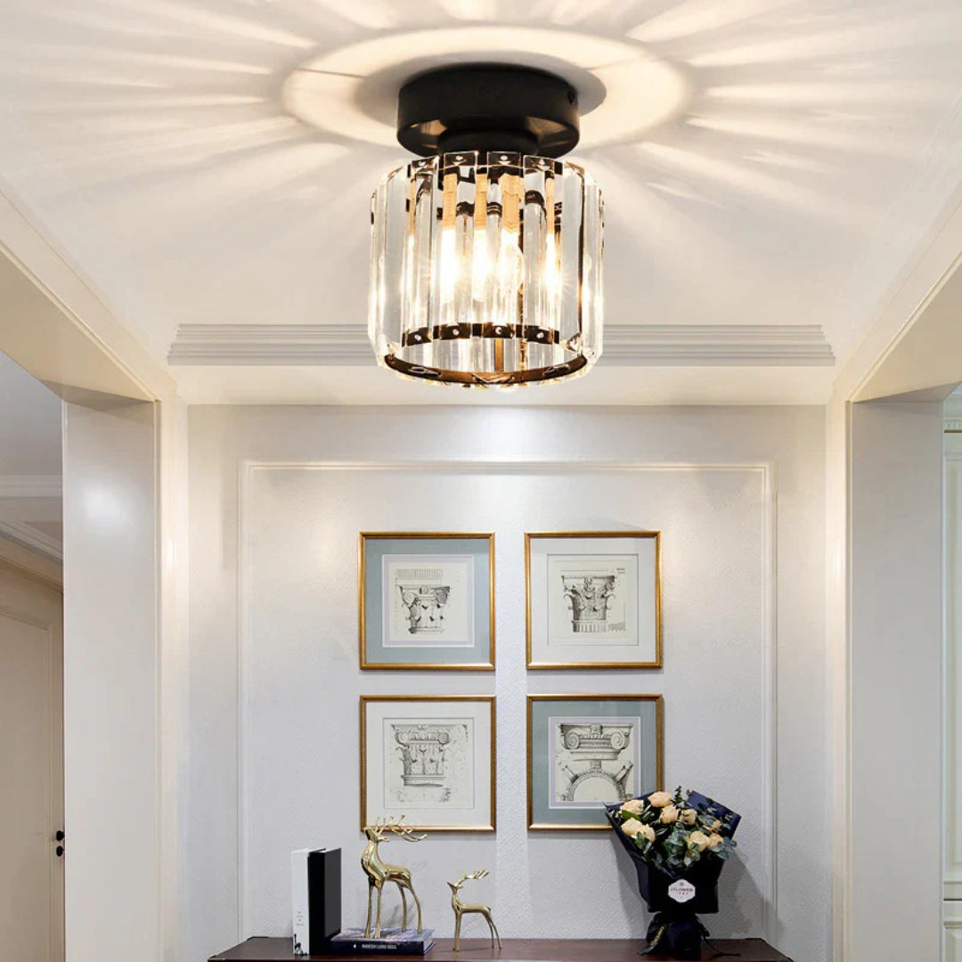 Crystal Metal Cube Ceiling Light