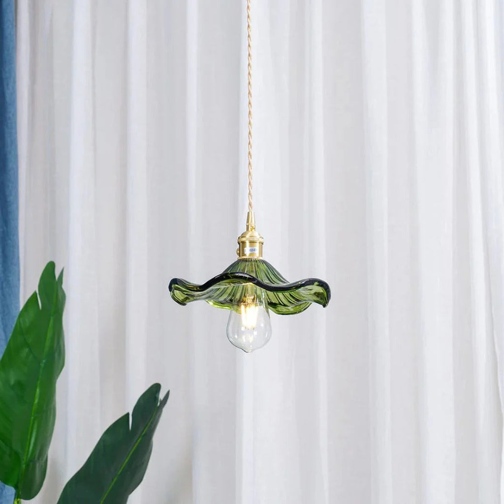 Vintage Floral Glass Pendant Light