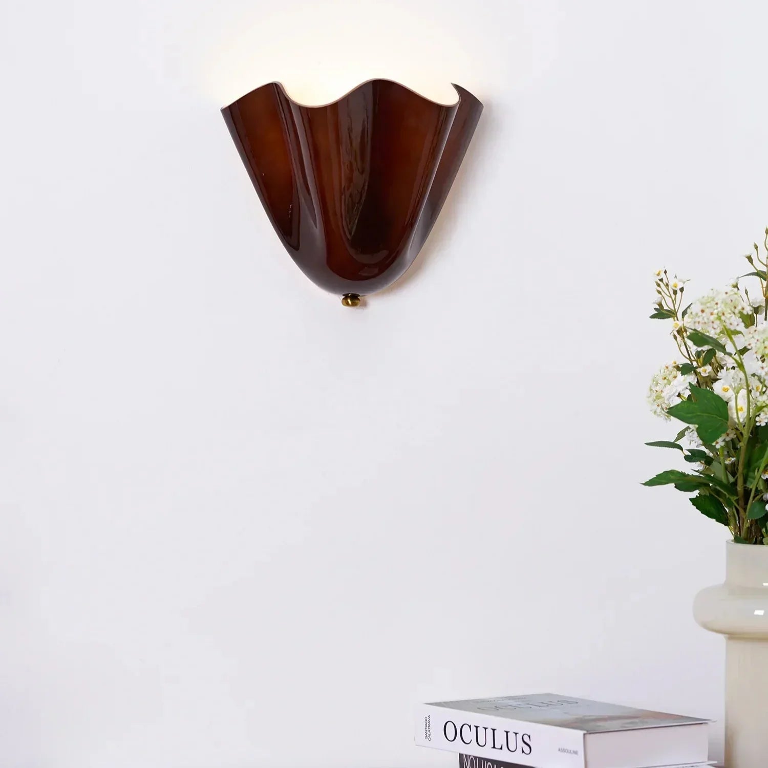 Wall Sconce Stained Glass Iron Shell Design | Retro Art Deco Style | Flicker-Free LED Warm Ambient Lighting for Bedrooms