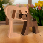 Handmade Wooden Dog & Owner Statue