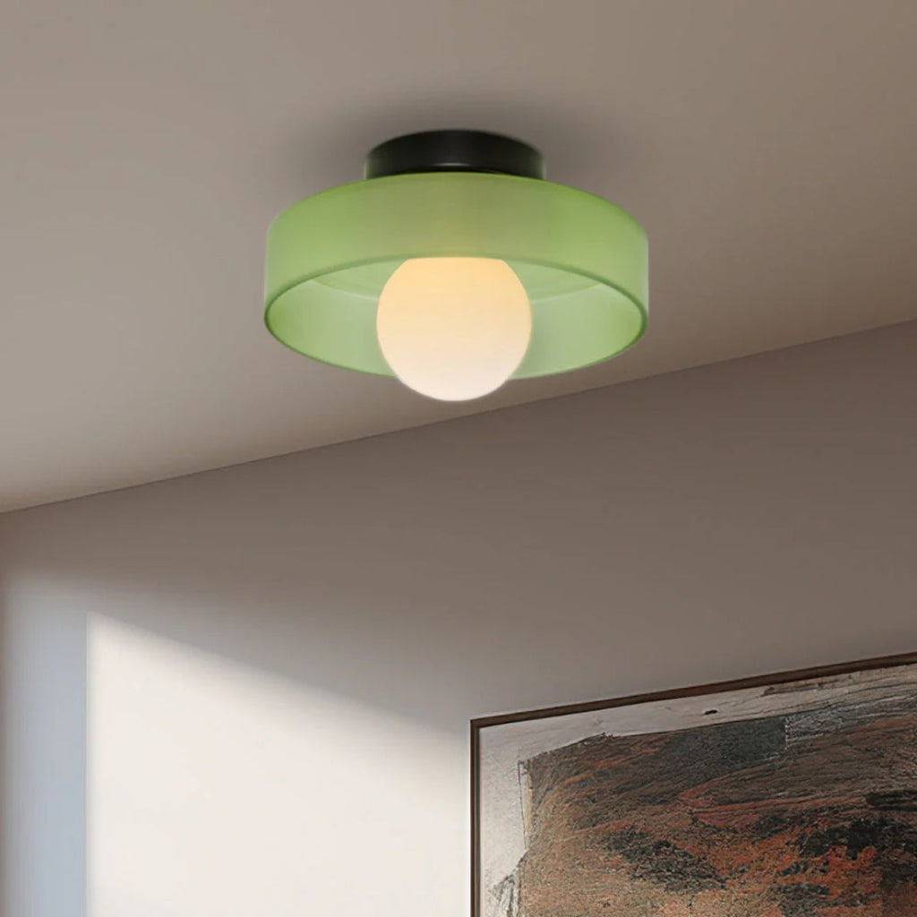 Round Metal Glass Light Fixture