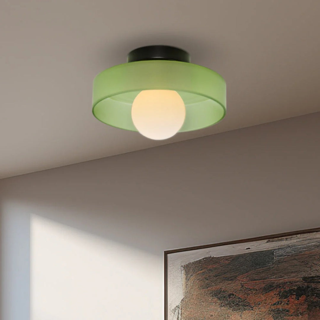 Round Metal Glass Light Fixture