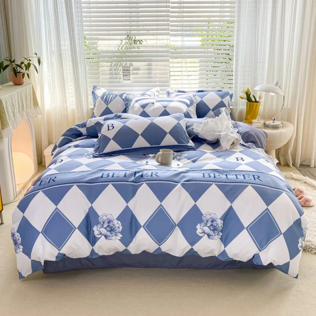 Botanical Print Duvet Cover Set Floral Pattern Bedding Collection Modern Bedroom Linen Set