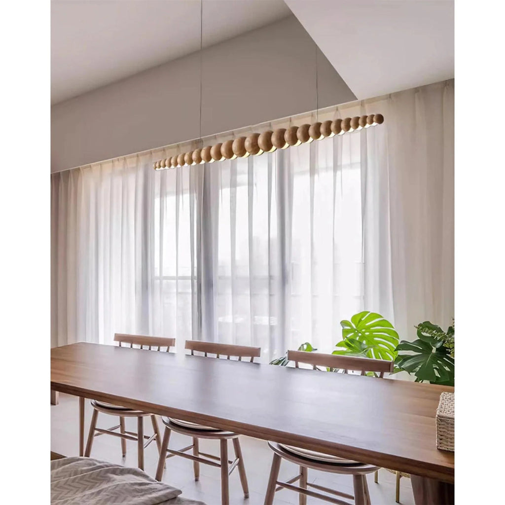 Minimalist Wooden Bead Pendant Light