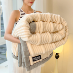 Ribbed Plush Throw Blanket Soft Fleece Bedspread Cozy Winter Blanket