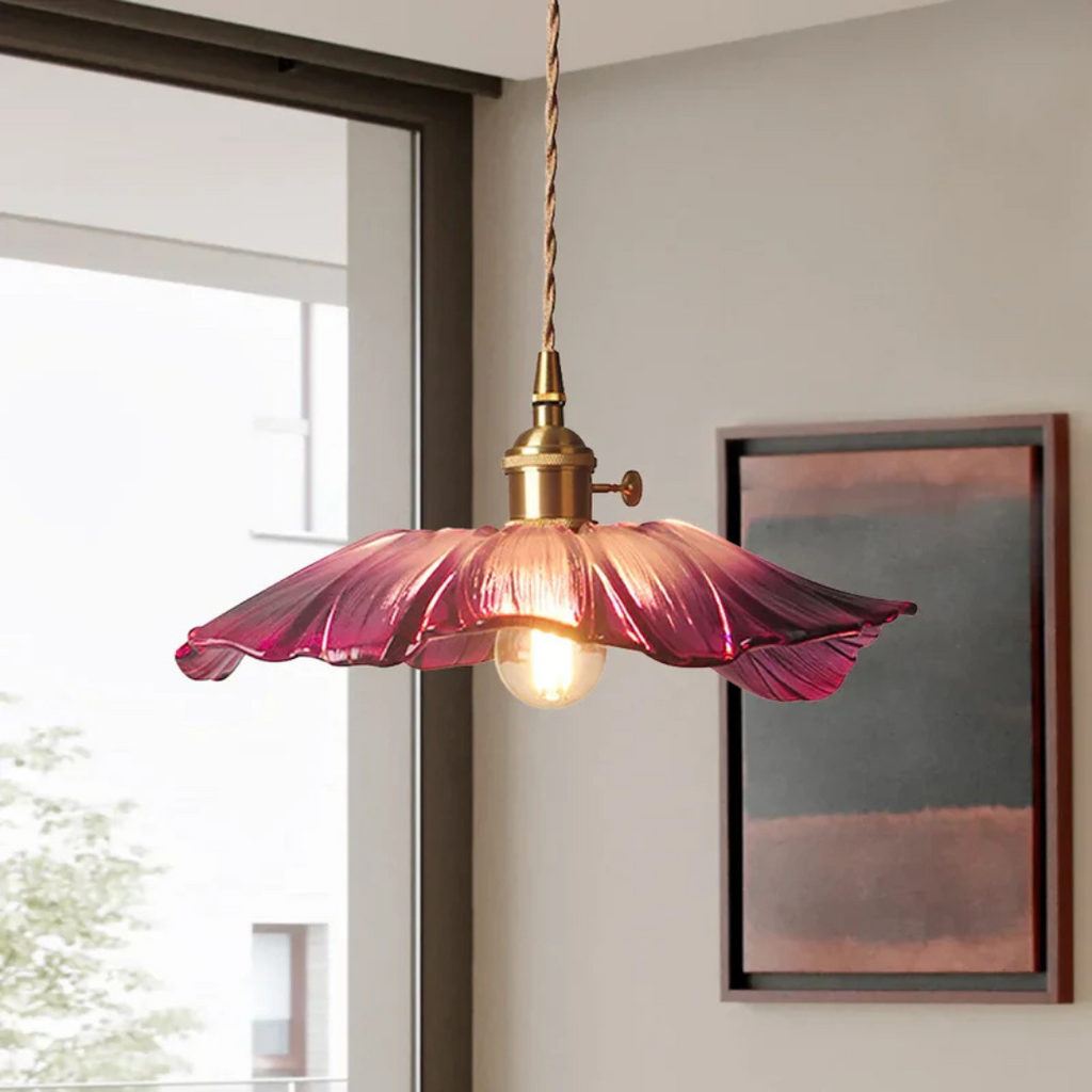 Retro Lotus Glass Pendant Lamp