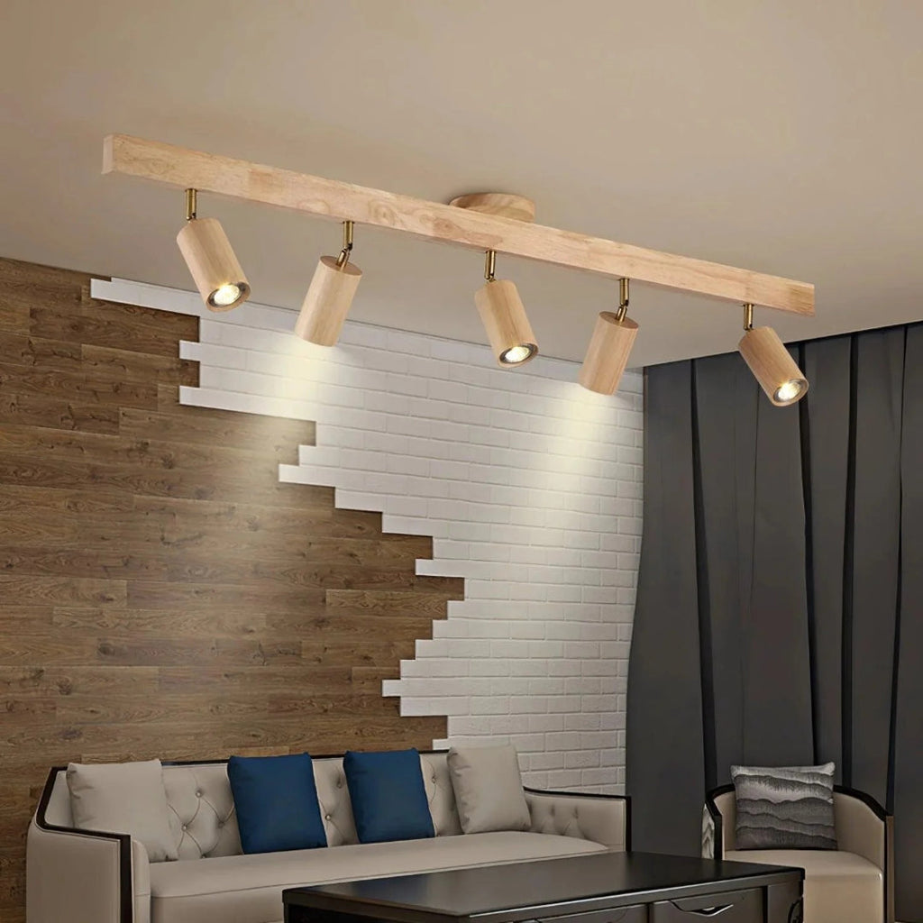 Wooden Adjustable Track Ceiling Light