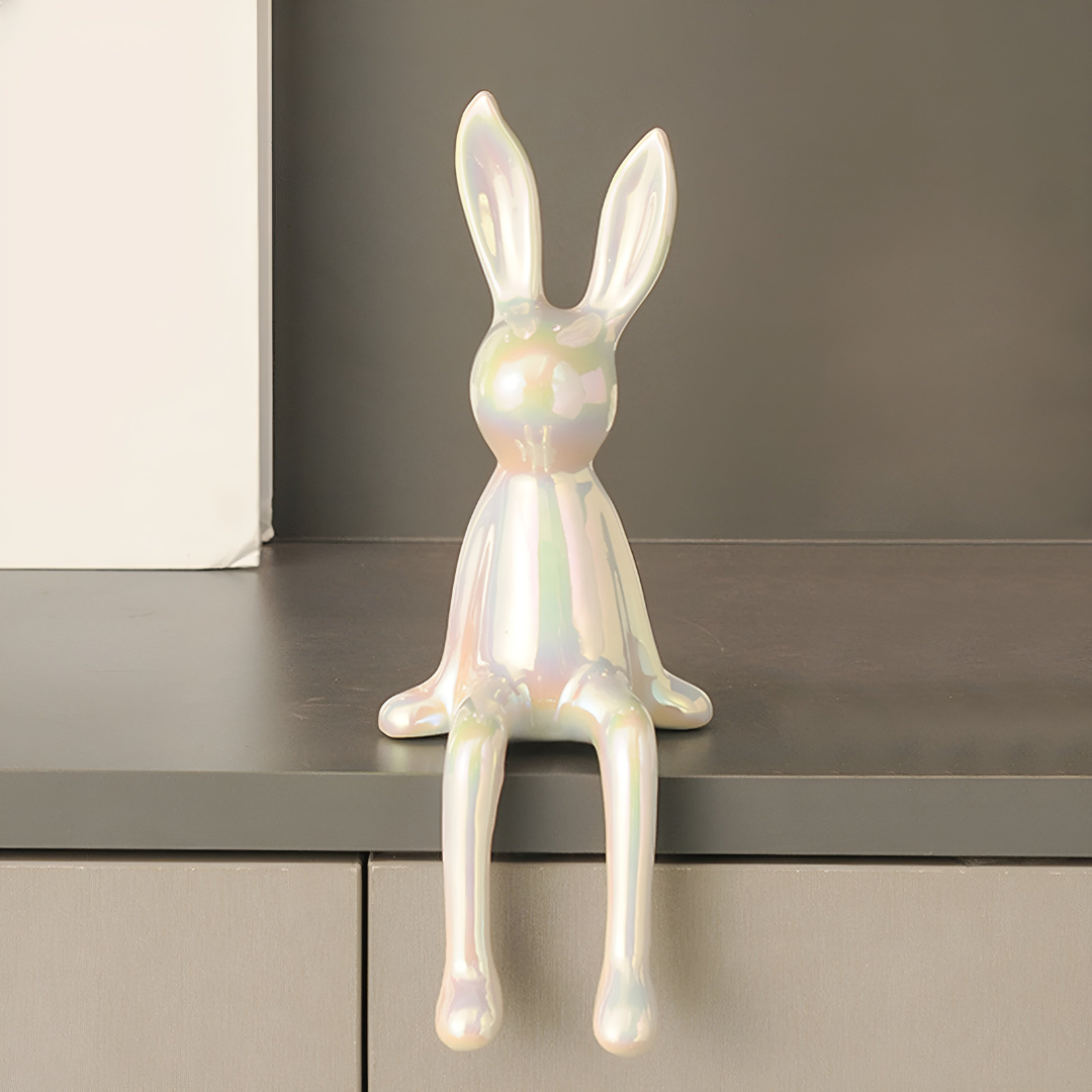 Ceramic Rabbit Figurine Modern Decorative Bunny Sculpture