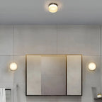 Round Wall Lamp – Amber Glass Minimalist Modern Accent Lighting