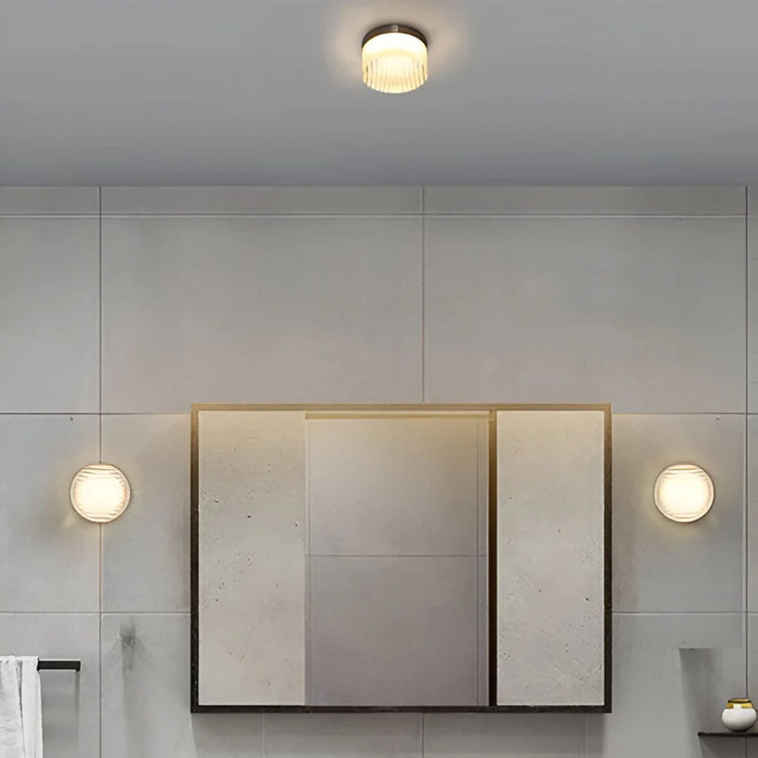Round Wall Lamp – Amber Glass Minimalist Modern Accent Lighting