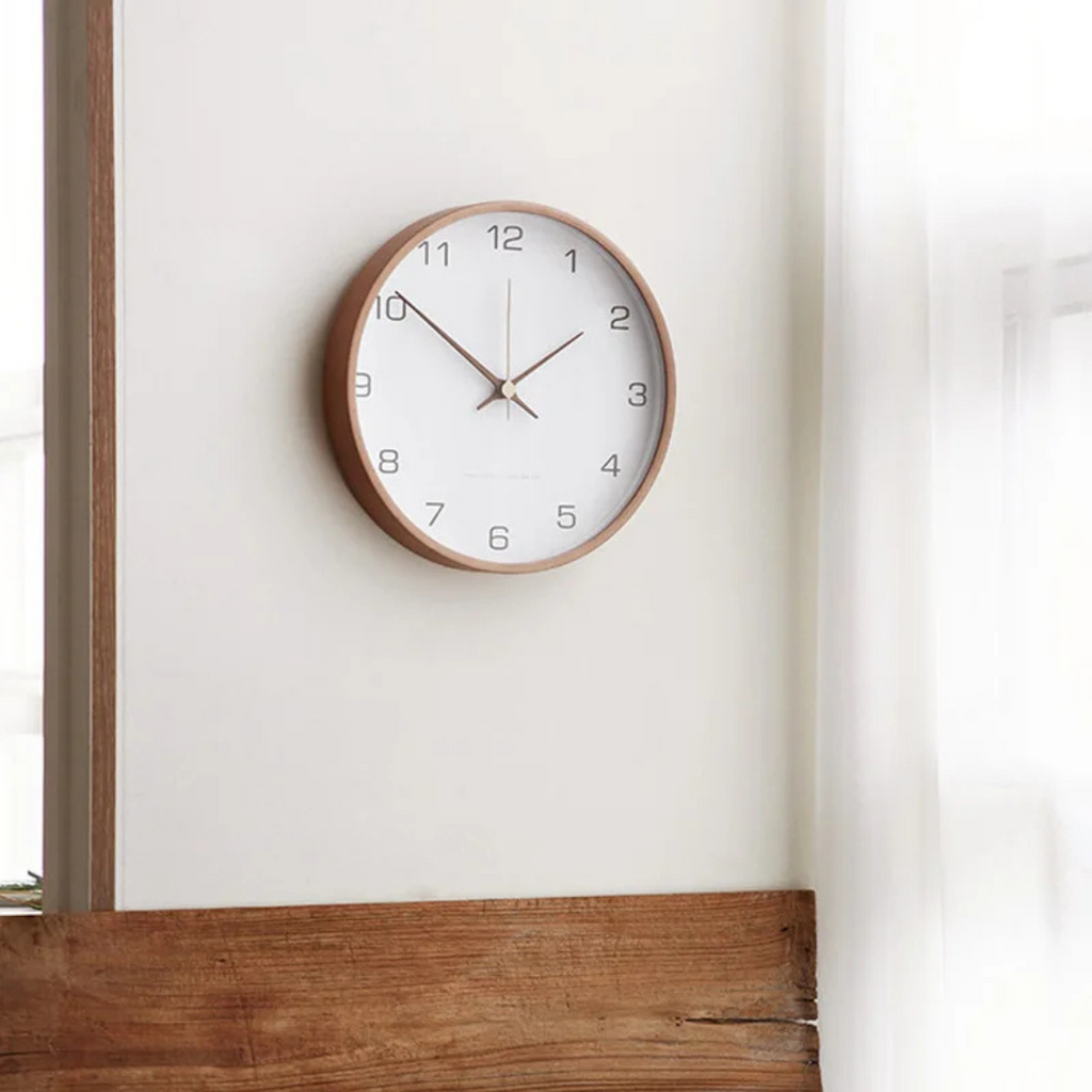 Modern Wooden Wall Clock Minimalist Silent Quartz Timepiece Contemporary Home Decor Clock