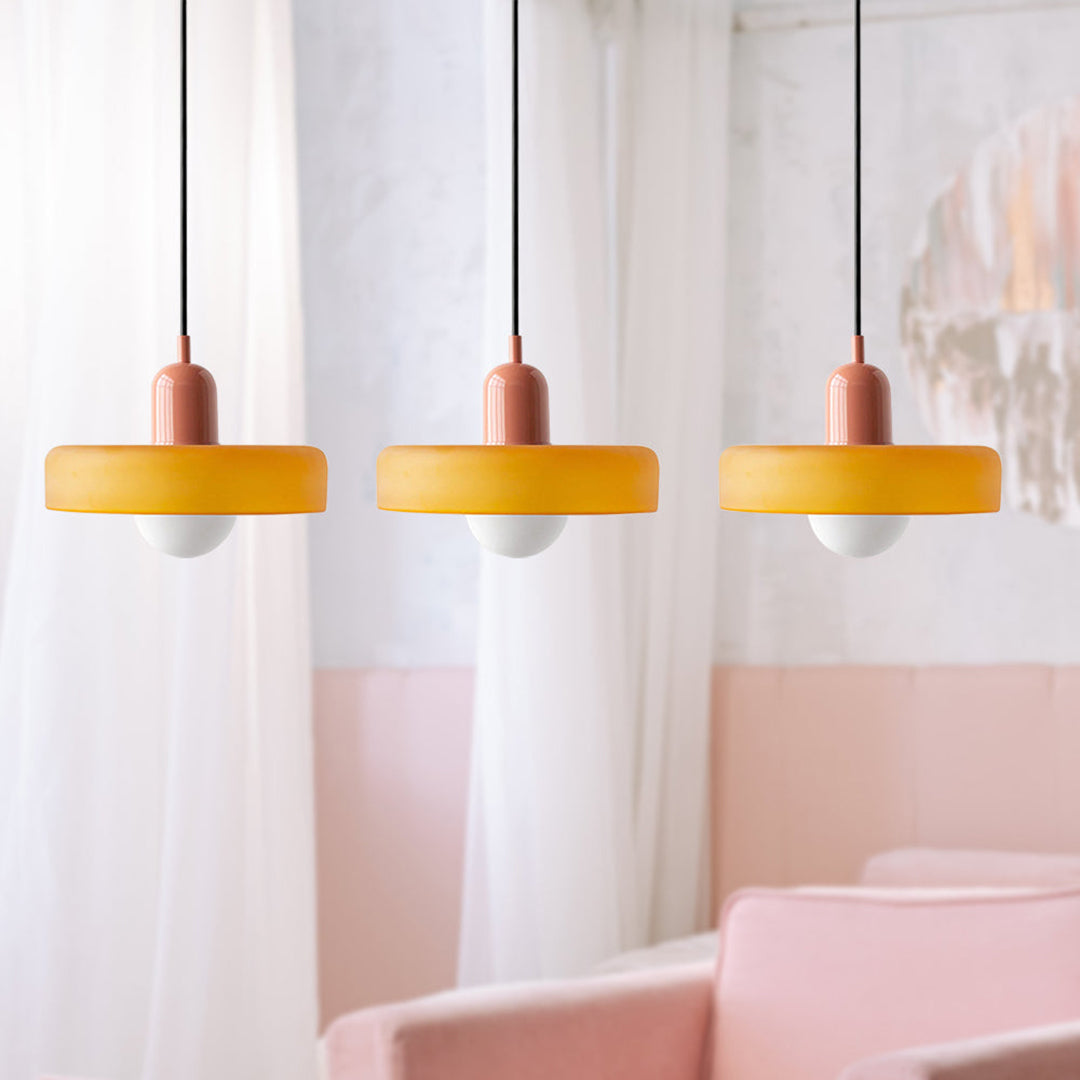 Triple Glass Pendant Lamp – Retro Inspired Colorful Dining Table Design