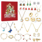 Jewelry Advent Calendar with 24 Pieces of Gold and Silver Finished Necklaces Bracelets and Earrings Holiday Countdown Gift